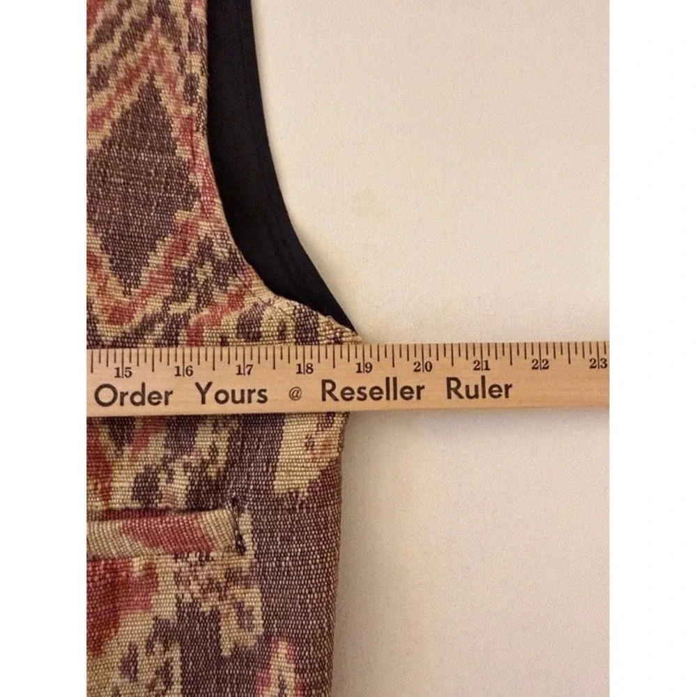 Hand Made Indonesia Woven Ikat Vest Brown Tan Red Boho Waistcoat‎ Mens Womens M